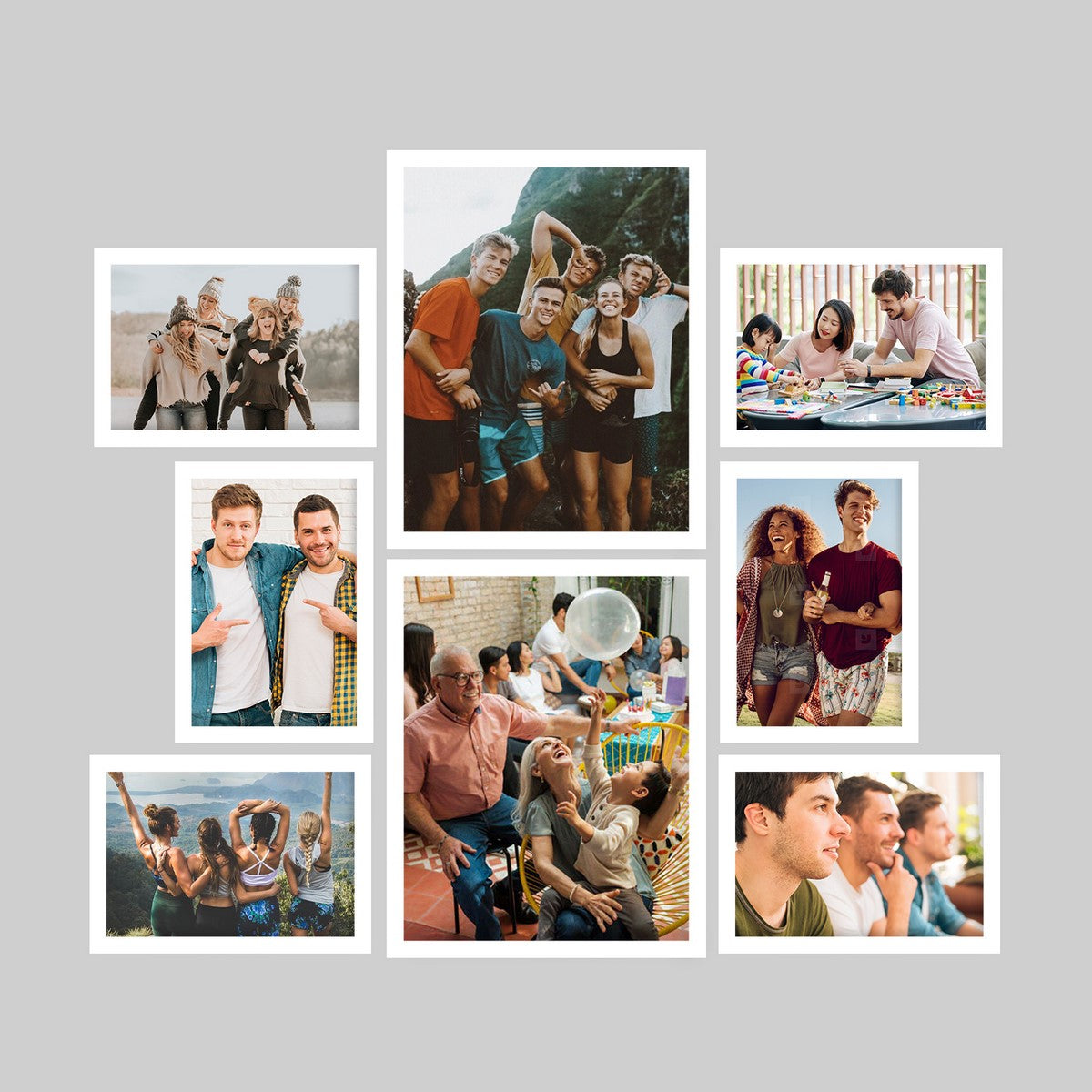 Memory Wall Collage Photo Frame - Set of 8 Photo Frames for 6 Photos of 5"x7", 2 Photos of 8"x10"