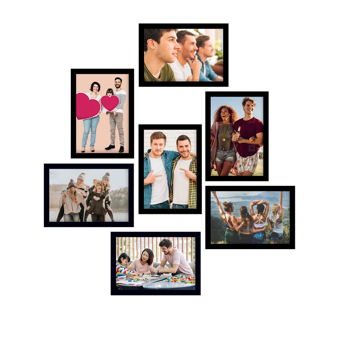 Memory Wall Collage Photo Frame - Set of 7 Photo Frames for 7 Photos of 5"x7"