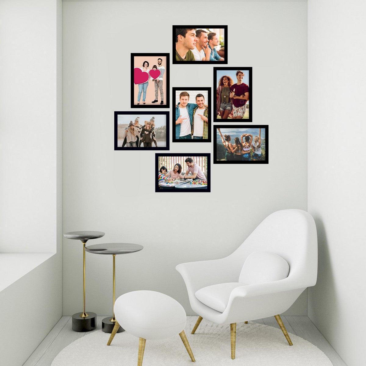 Memory Wall Collage Photo Frame - Set of 7 Photo Frames for 7 Photos of 5"x7" 2