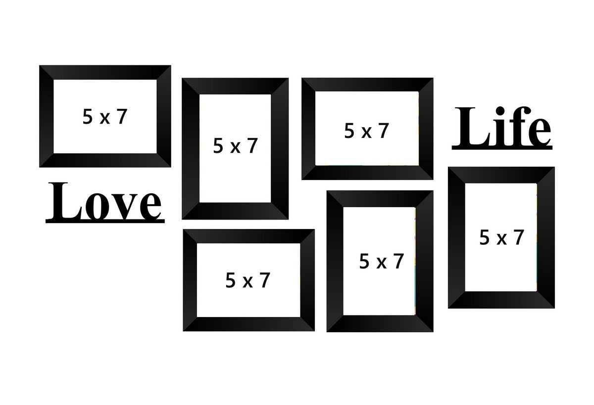 Memory Wall Collage Photo Frame - Set of 6 Photo Frames for 6 Photos of 5"x7", 1 piece of LOVE, 1 piece of LIFE 3