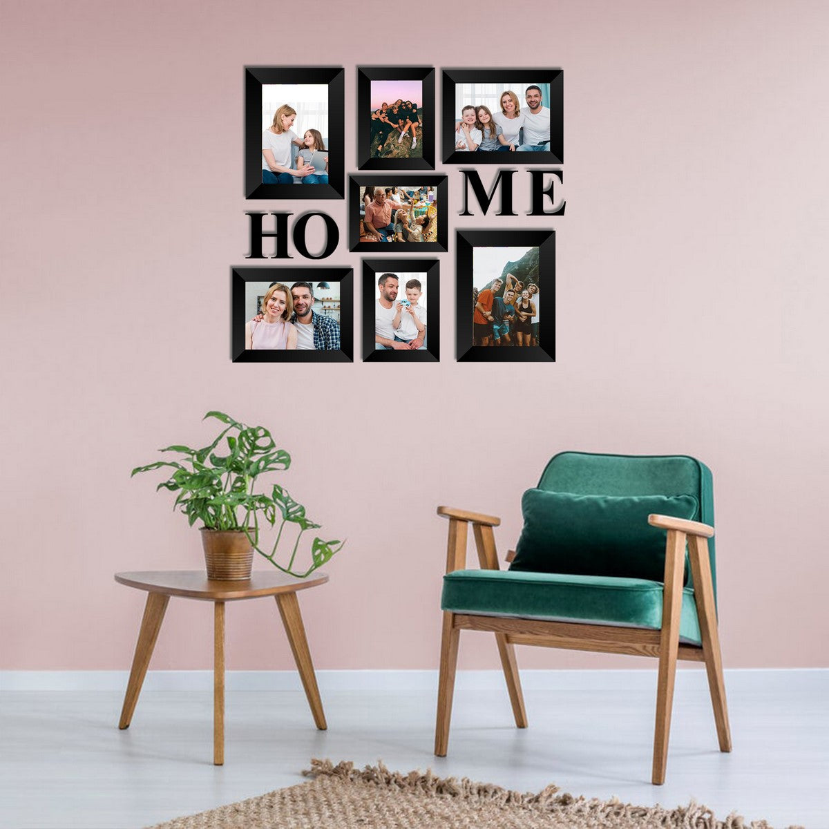 Memory Wall Collage Photo Frame - Set of 7 Photo Frames for 3 Photos of 4"x6", 4 Photos of 5"x7", 1 Piece of HOME 2