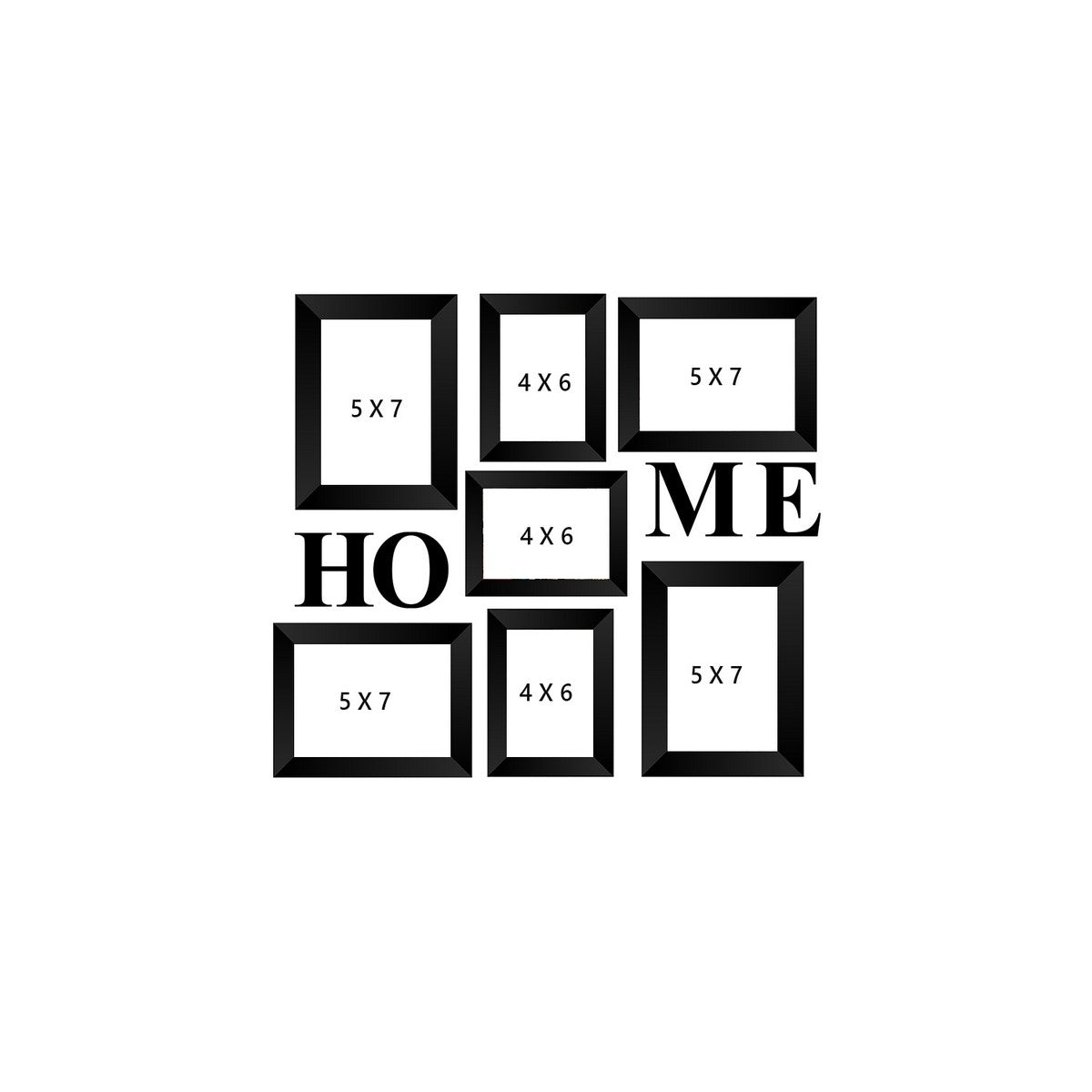 Memory Wall Collage Photo Frame - Set of 7 Photo Frames for 3 Photos of 4"x6", 4 Photos of 5"x7", 1 Piece of HOME 3