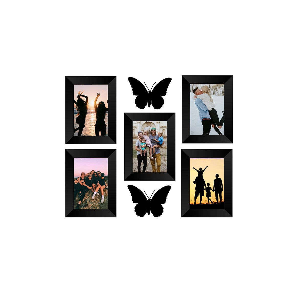 Memory Wall Collage Photo Frame - Set of 5 Photo Frames for 5 Photos of 5"x7", 2 Pieces of BUTTERFLIES