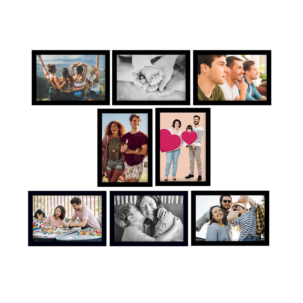 Memory Wall Collage Photo Frame - Set of 8 Photo Frames for 8 Photos of 5"x7"