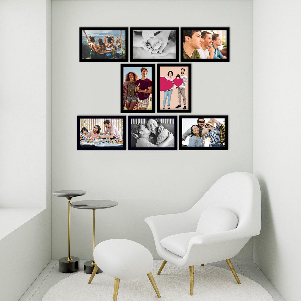 Memory Wall Collage Photo Frame - Set of 8 Photo Frames for 8 Photos of 5"x7" 2
