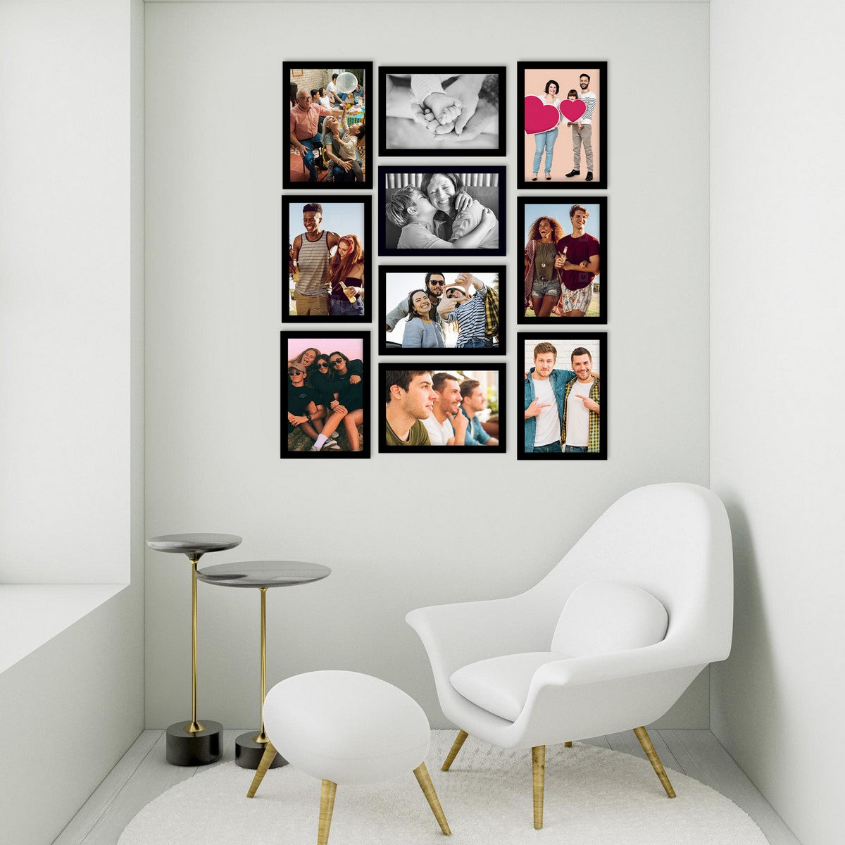Memory Wall Collage Photo Frame - Set of 10 Photo Frames for 10 Photos of 5"x7" 2