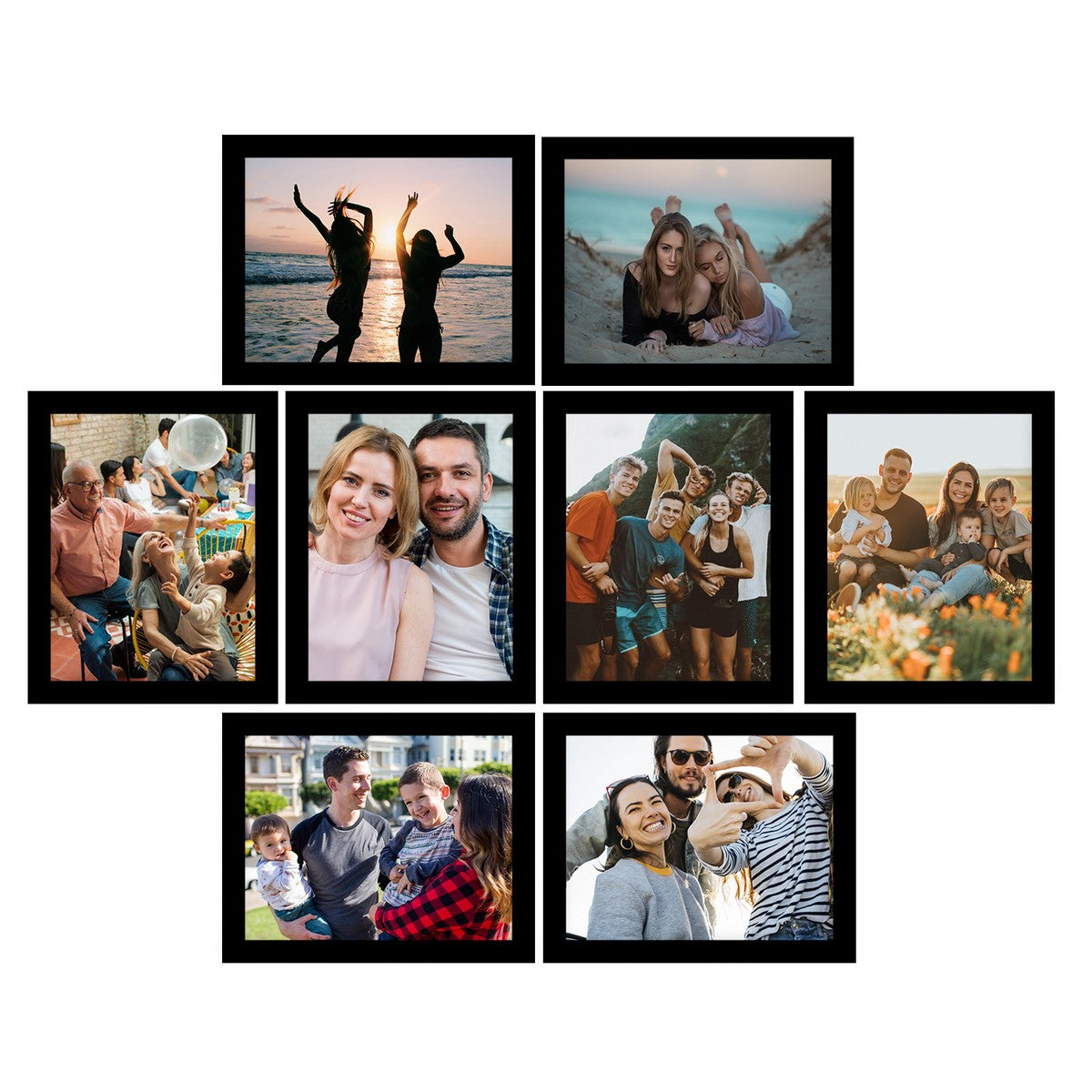 Memory Wall Collage Photo Frame - Set of 8 Photo Frames for 8 Photos of 8"x10"