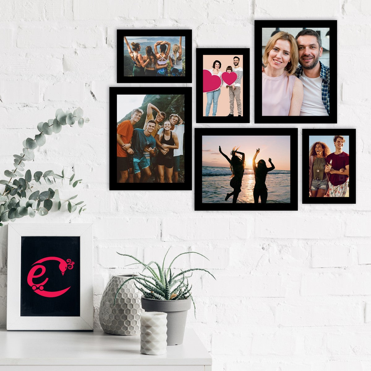 Memory Wall Collage Photo Frame - Set of 6 Photo Frames for 3 Photos of 5"x7", 3 Photos of 8"x10" 1
