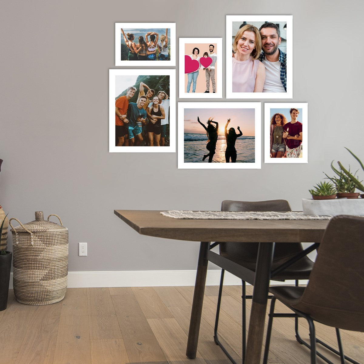 Memory Wall Collage Photo Frame - Set of 6 Photo Frames for 3 Photos of 5"x7", 3 Photos of 8"x10" 2