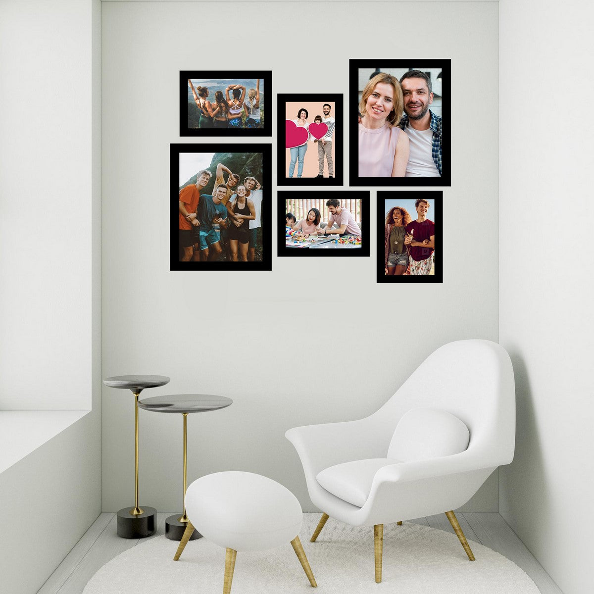 Memory Wall Collage Photo Frame - Set of 6 Photo Frames for 4 Photos of 5"x7", 2 Photos of 8"x10" 2