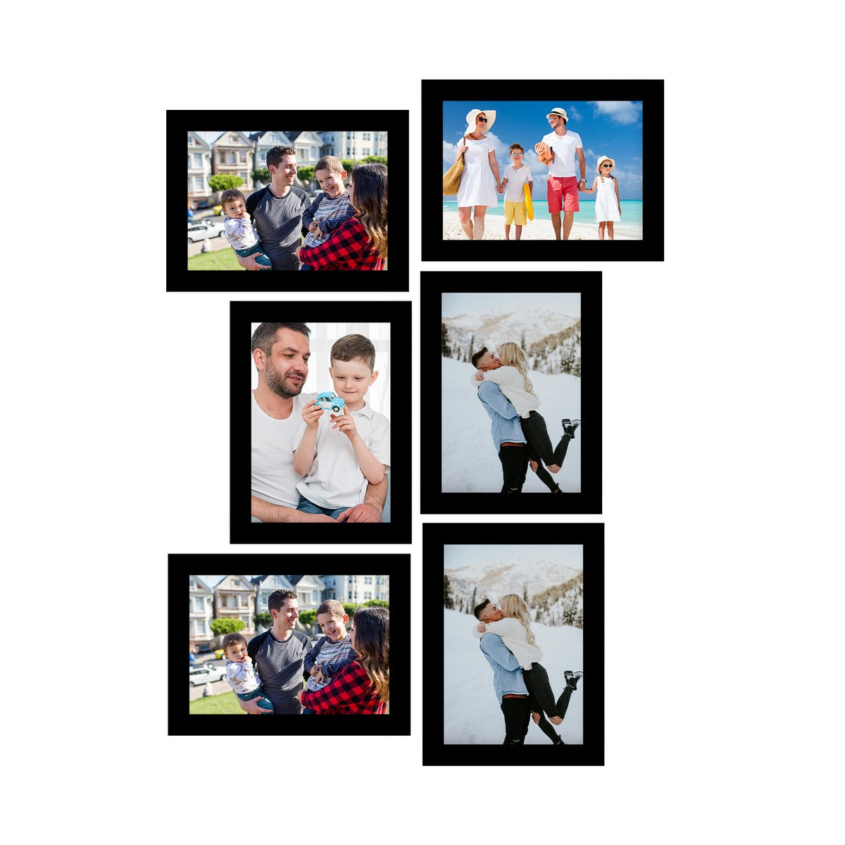 Memory Wall Collage Photo Frame - Set of 6 Photo Frames for 6 Photos of 6"x8"
