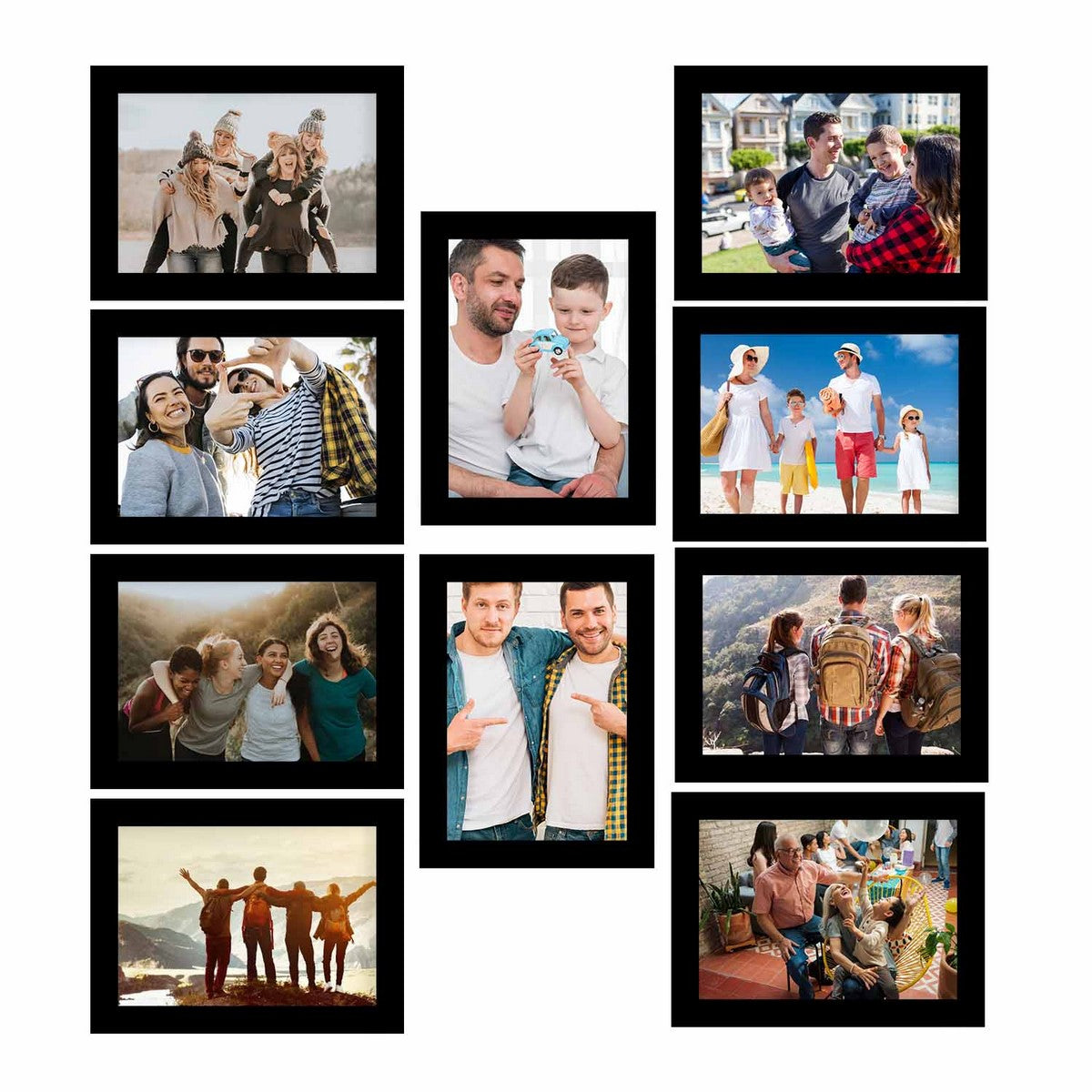 Memory Wall Collage Photo Frame - Set of 10 Photo Frames for 10 Photos of 6"x8"