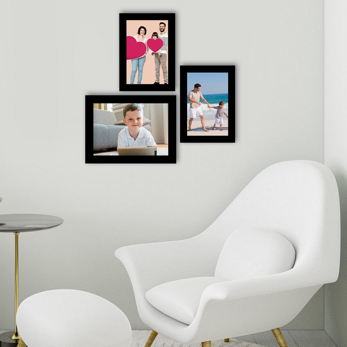 Memory Wall Collage Photo Frame - Set of 3 Photo Frames for 2 Photos of 5"x7" and 1 Photo of 6"x8" 2