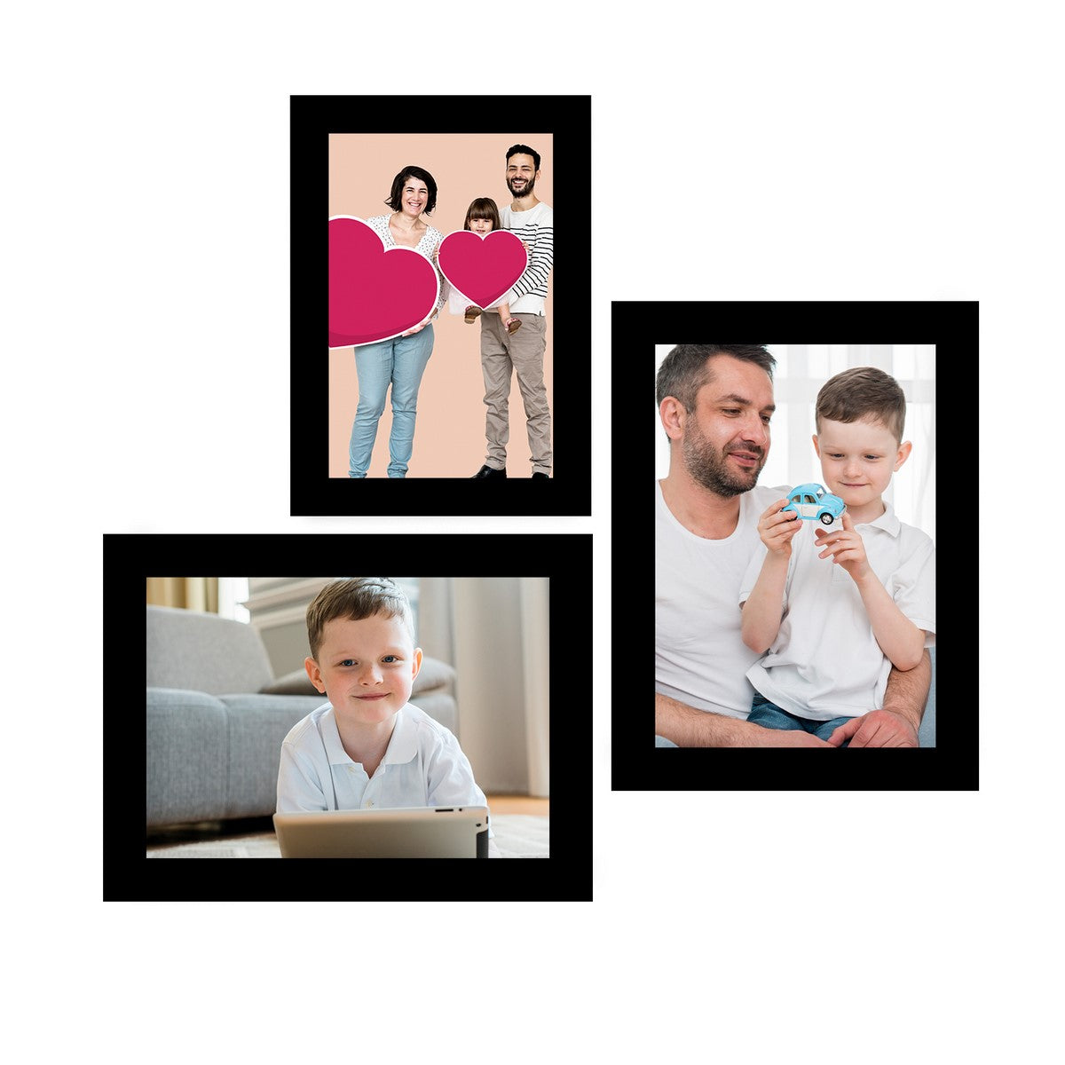 Memory Wall Collage Photo Frame - Set of 3 Photo Frames for 1 Photo of 5"x7" and 2 Photos of 6"x8"