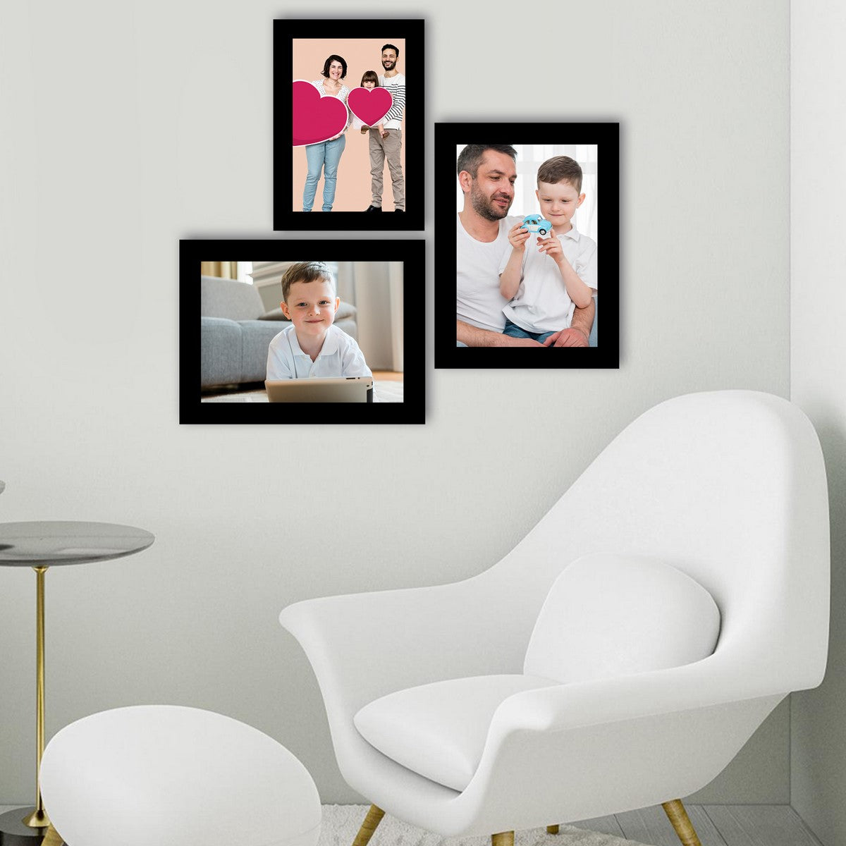 Memory Wall Collage Photo Frame - Set of 3 Photo Frames for 1 Photo of 5"x7" and 2 Photos of 6"x8" 2