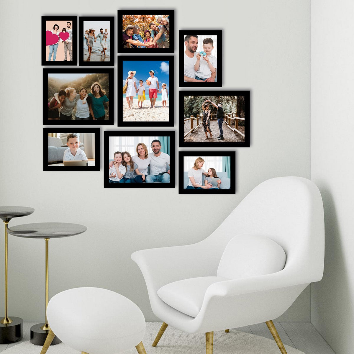 Memory Wall Collage Photo Frame - Set of 10 Photo Frames for 2 Photos of 5"x7", 4 Photos of 6"x8" and 4 Photos of 8"x10" 2