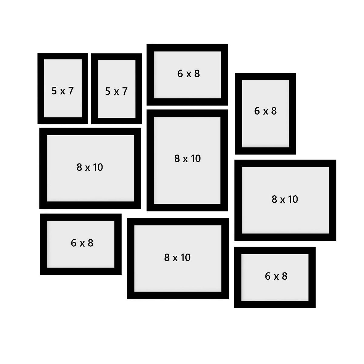Memory Wall Collage Photo Frame - Set of 10 Photo Frames for 2 Photos of 5"x7", 4 Photos of 6"x8" and 4 Photos of 8"x10" 3
