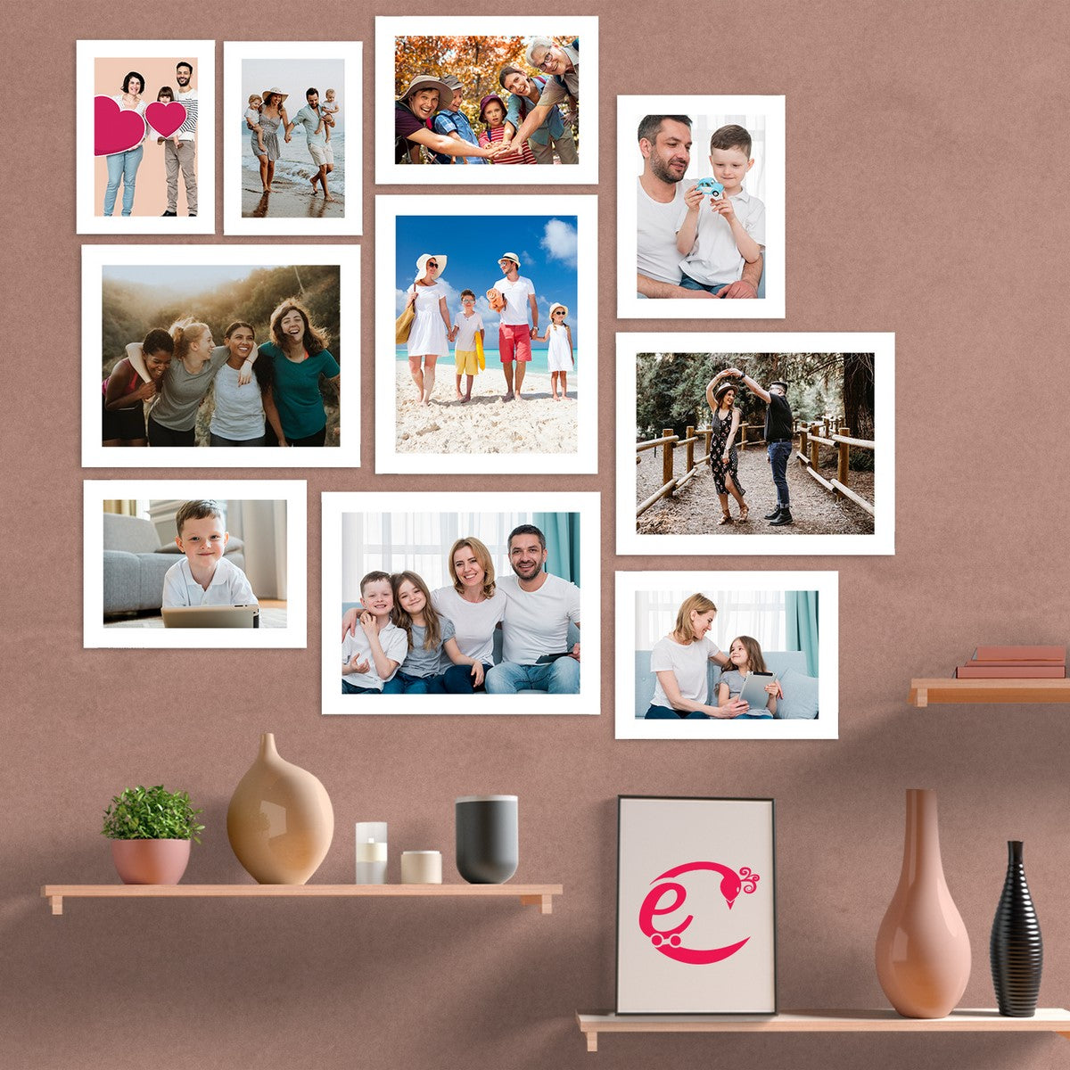 Memory Wall Collage Photo Frame - Set of 10 Photo Frames for 2 Photos of 5"x7", 4 Photos of 6"x8" and 4 Photos of 8"x10" 1