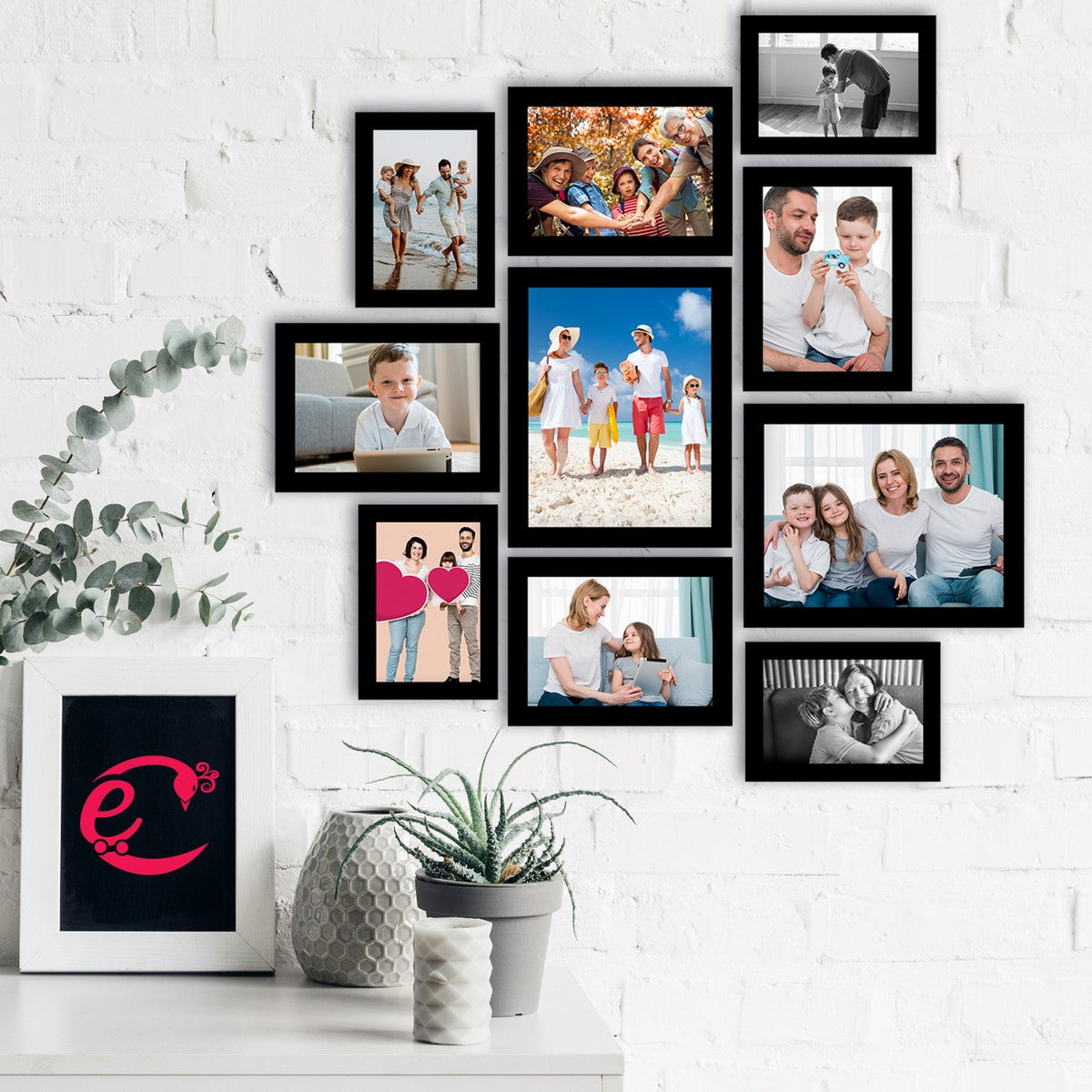 Memory Wall Collage Photo Frame - Set of 10 Photo Frames for 4 Photos of 5"x7", 4 Photos of 6"x8" and 2 Photos of 8"x10" 1