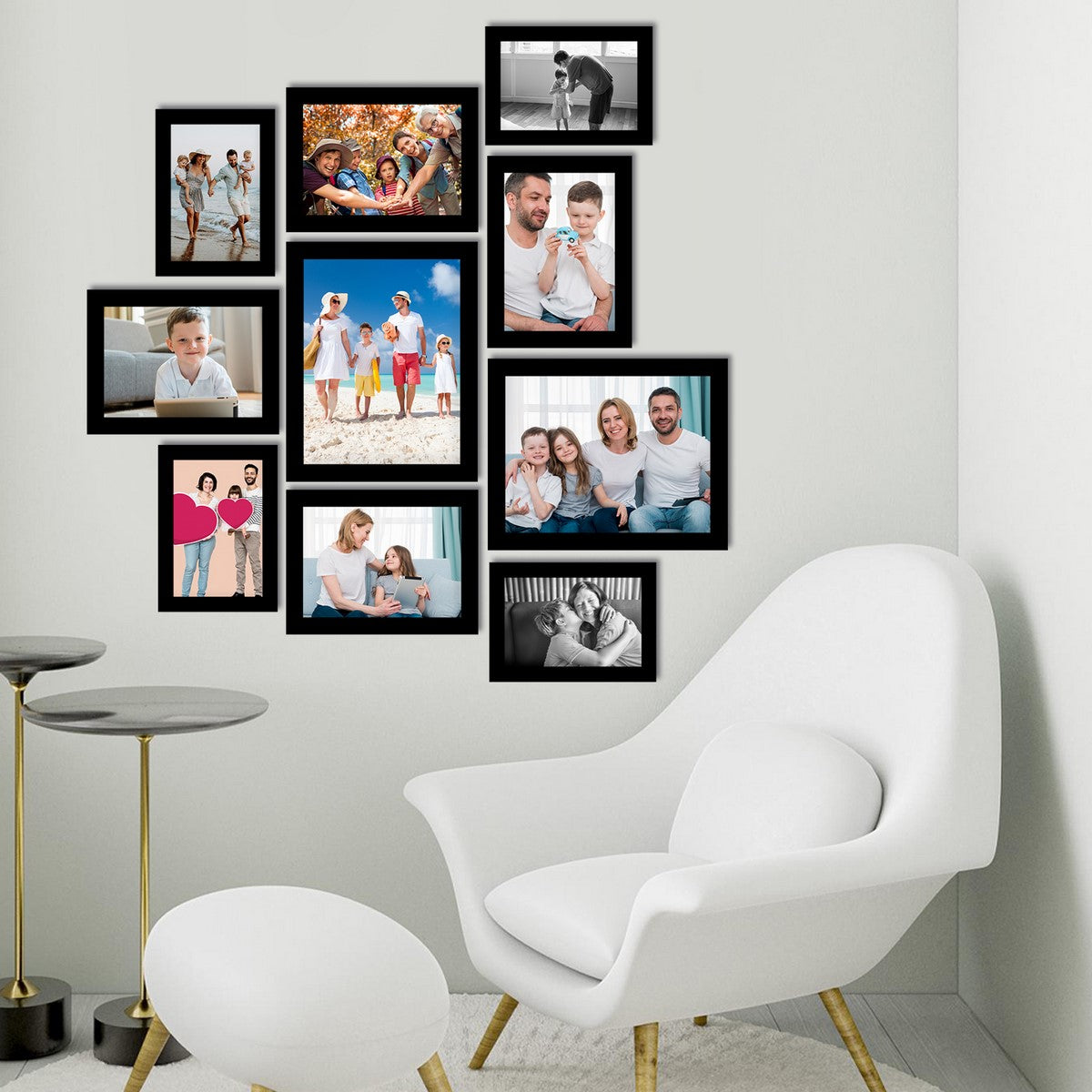 Memory Wall Collage Photo Frame - Set of 10 Photo Frames for 4 Photos of 5"x7", 4 Photos of 6"x8" and 2 Photos of 8"x10" 2