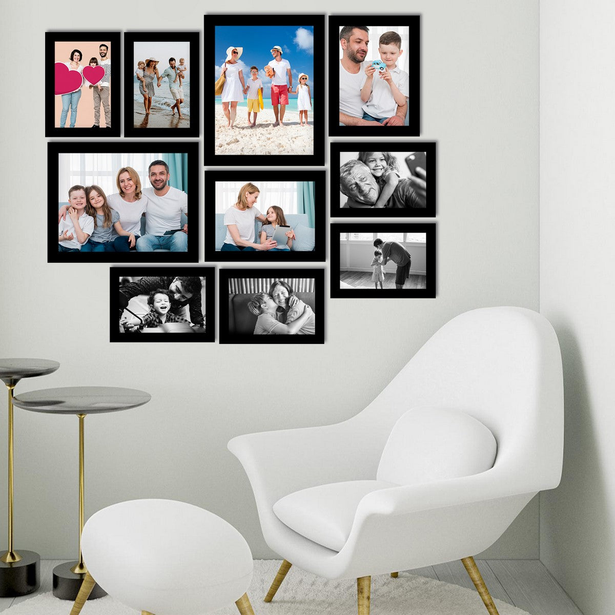 Memory Wall Collage Photo Frame - Set of 10 Photo Frames for 6 Photos of 5"x7", 2 Photos of 6"x8" and 2 Photos of 8"x10" 2