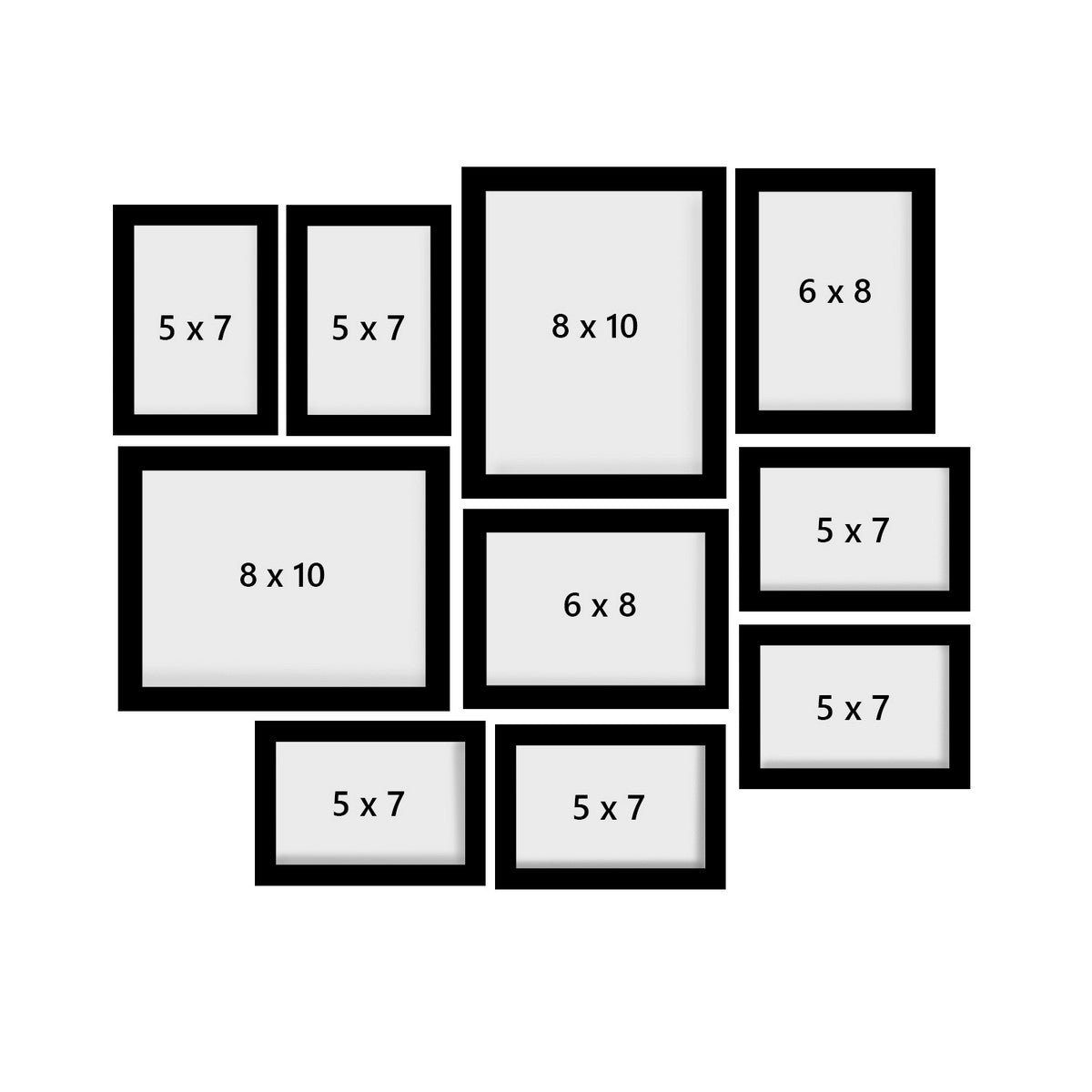 Memory Wall Collage Photo Frame - Set of 10 Photo Frames for 6 Photos of 5"x7", 2 Photos of 6"x8" and 2 Photos of 8"x10" 3