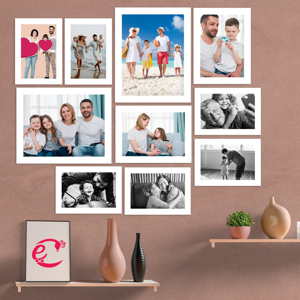 Memory Wall Collage Photo Frame - Set of 10 Photo Frames for 6 Photos of 5"x7", 2 Photos of 6"x8" and 2 Photos of 8"x10" 1