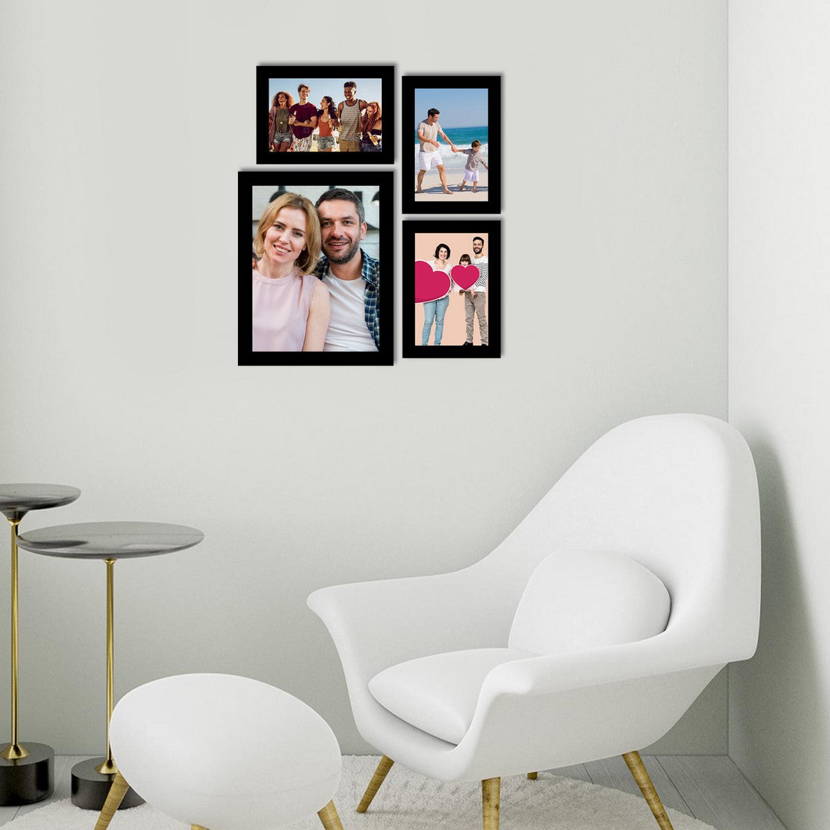 Memory Wall Collage Photo Frame - Set of 4 Photo Frames for 3 Photos of 5"x7" and 1 Photo of 8"x10" 2