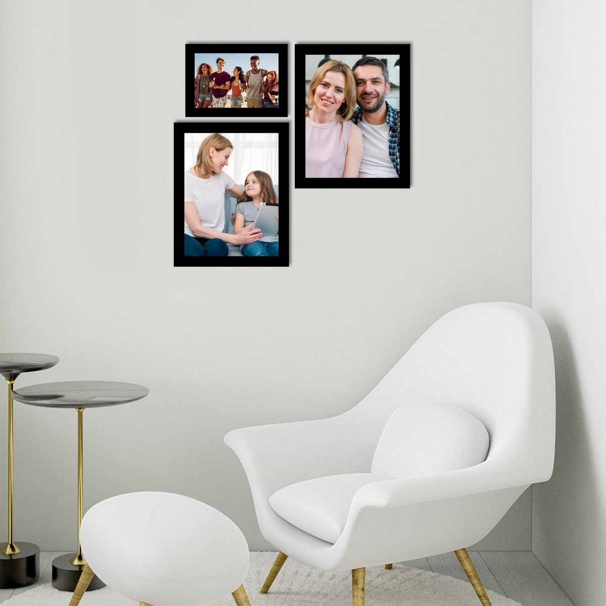 Memory Wall Collage Photo Frame - Set of 3 Photo Frames for 1 Photo of 5"x7" and 2 Photos of 8"x10" 2