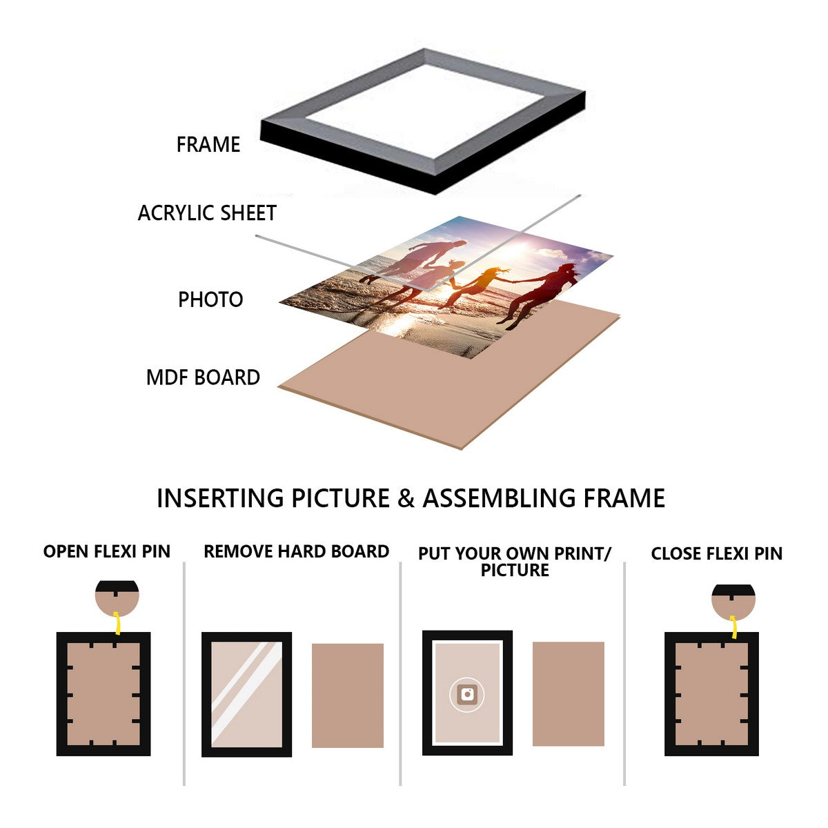 Memory Wall Collage Photo Frame - Set of 3 Photo Frames for 3 Photos of 8"x10" 4