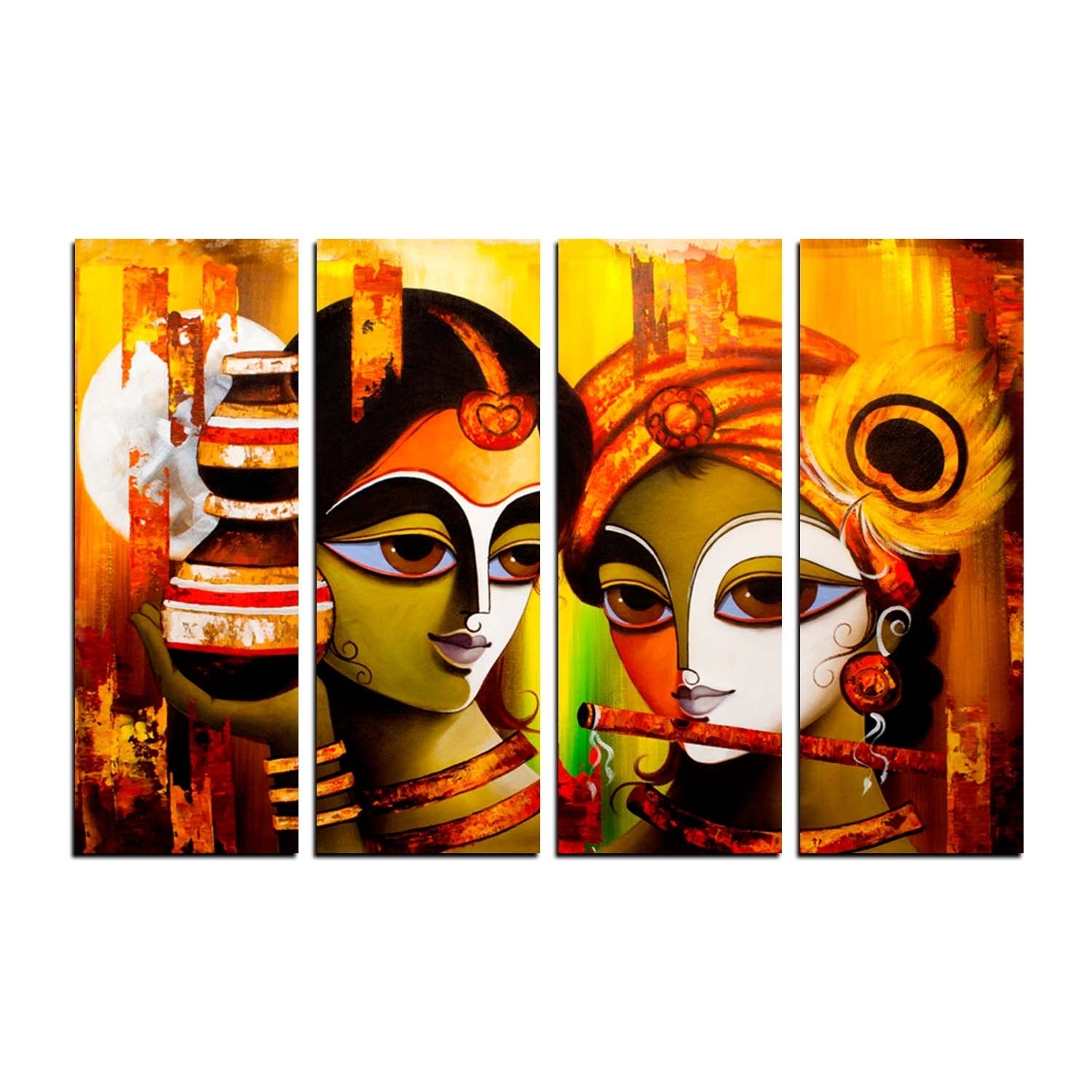 4 Panel Radha Krishna Premium Canvas Painting