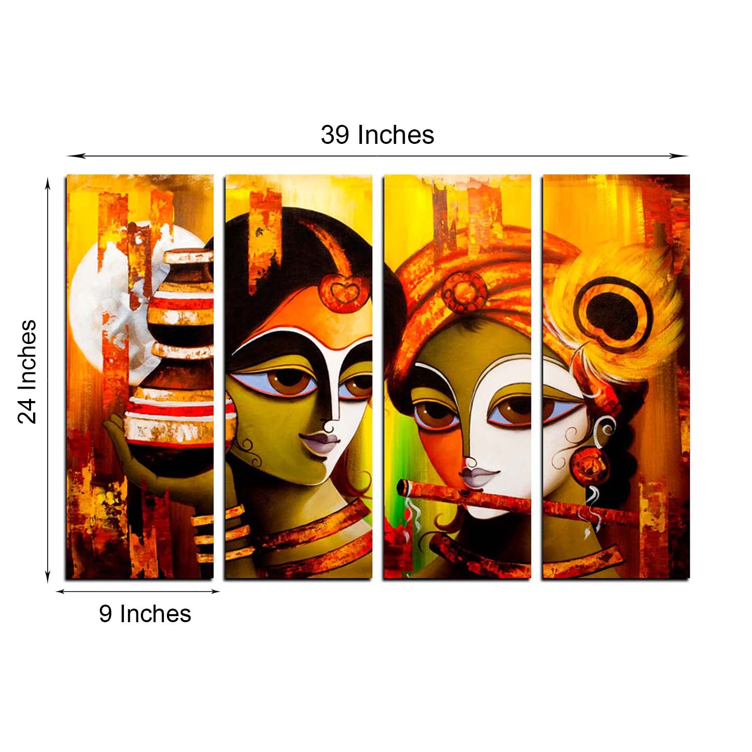 4 Panel Radha Krishna Premium Canvas Painting 2