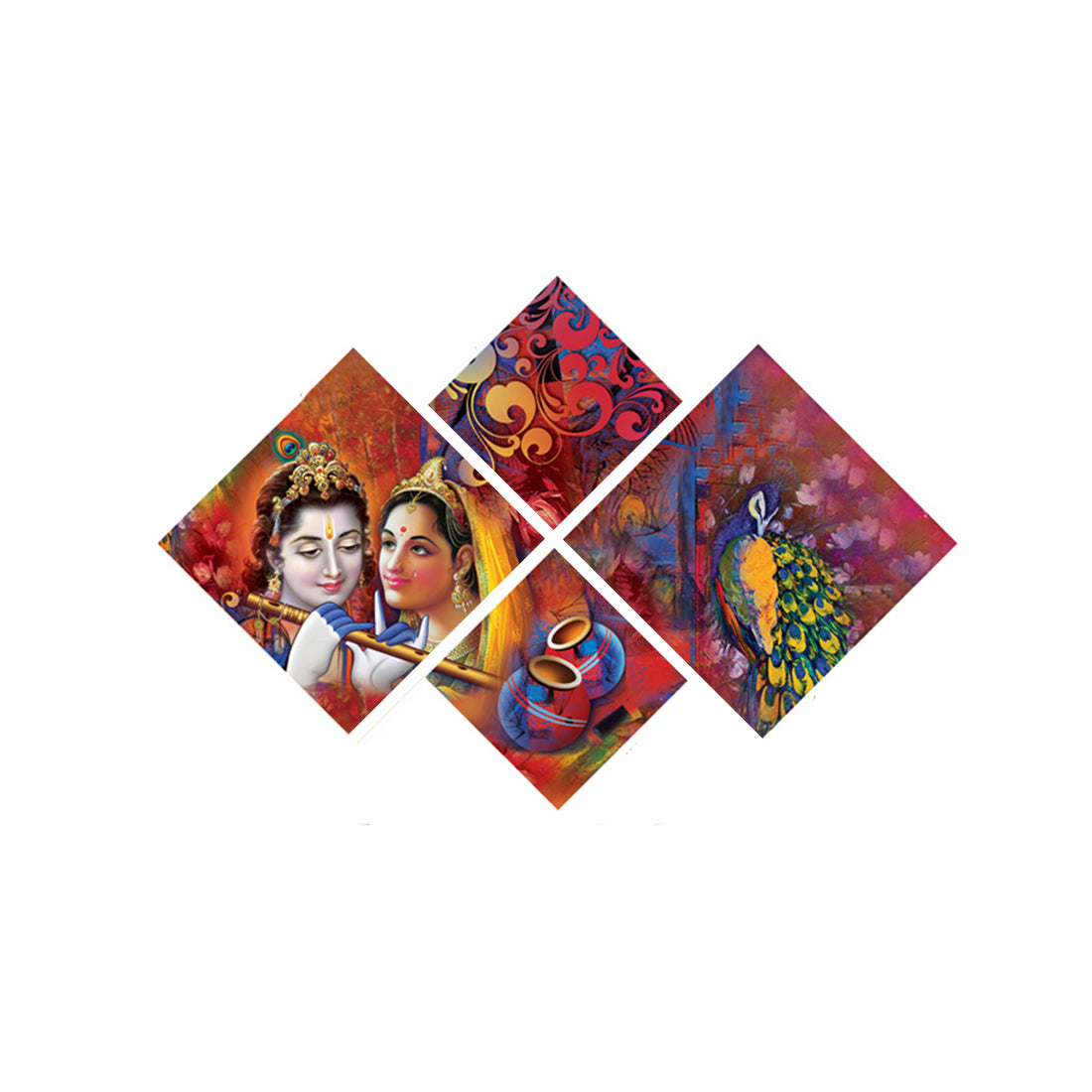 Set of 4 Radha Krishna Premium Canvas Painting