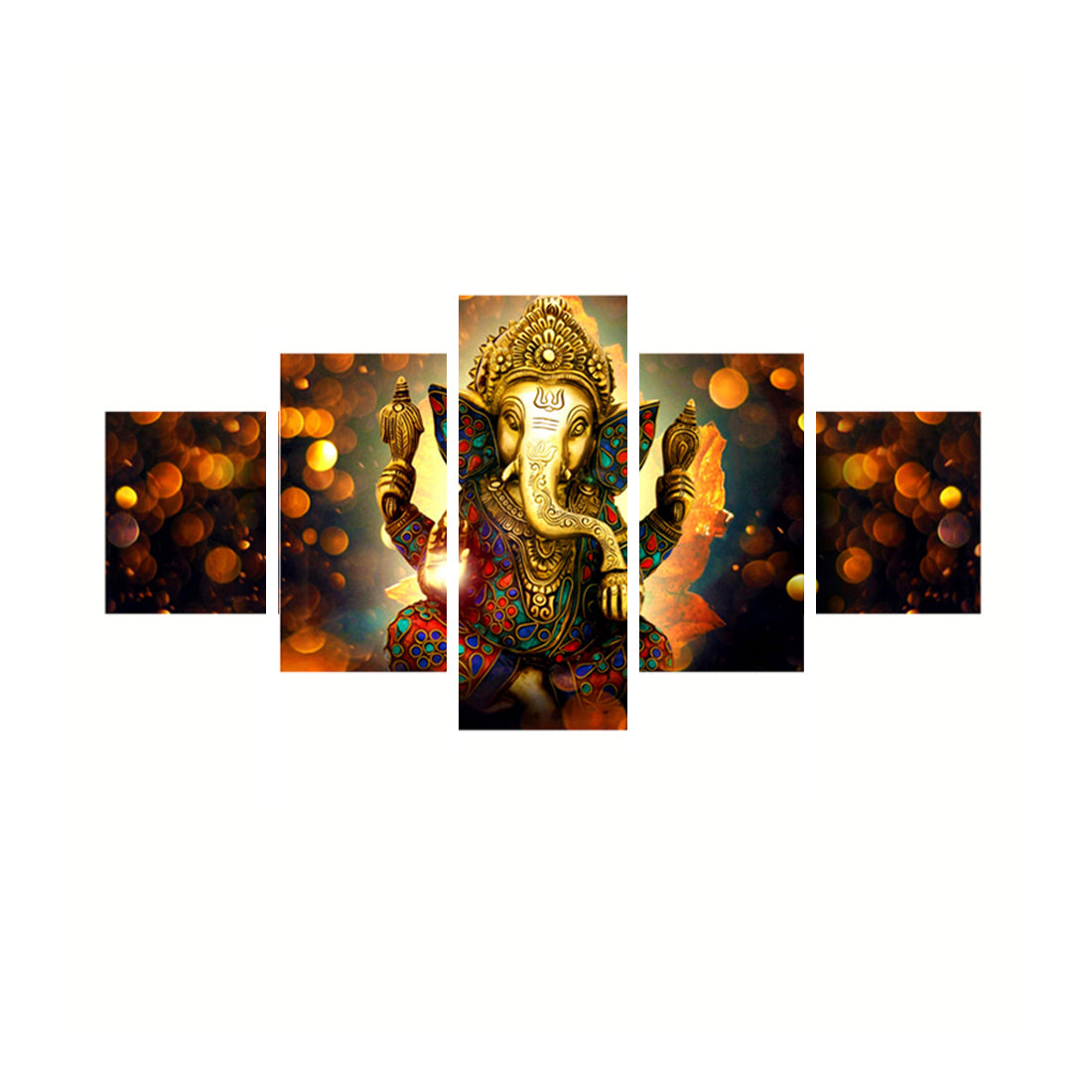 Set of 5 Lord Ganesha Premium Canvas Painting