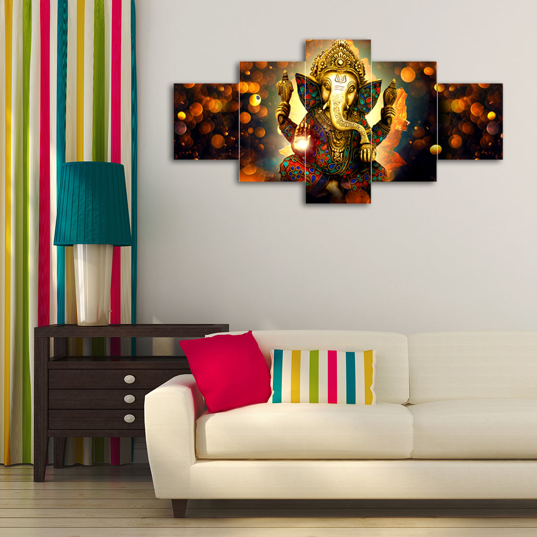 Set of 5 Lord Ganesha Premium Canvas Painting 1