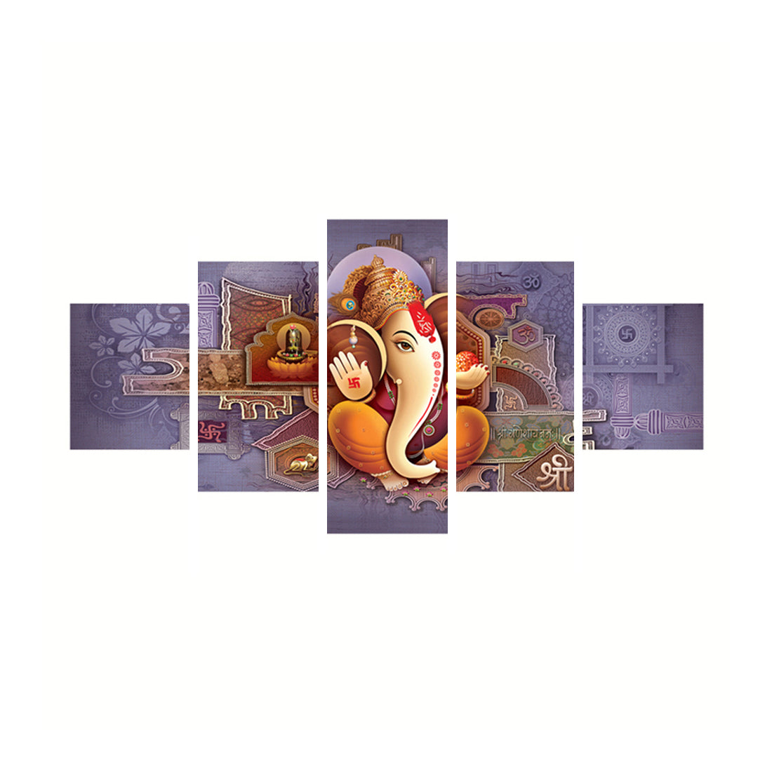 Set of 5 Lord Ganesha Premium Canvas Painting