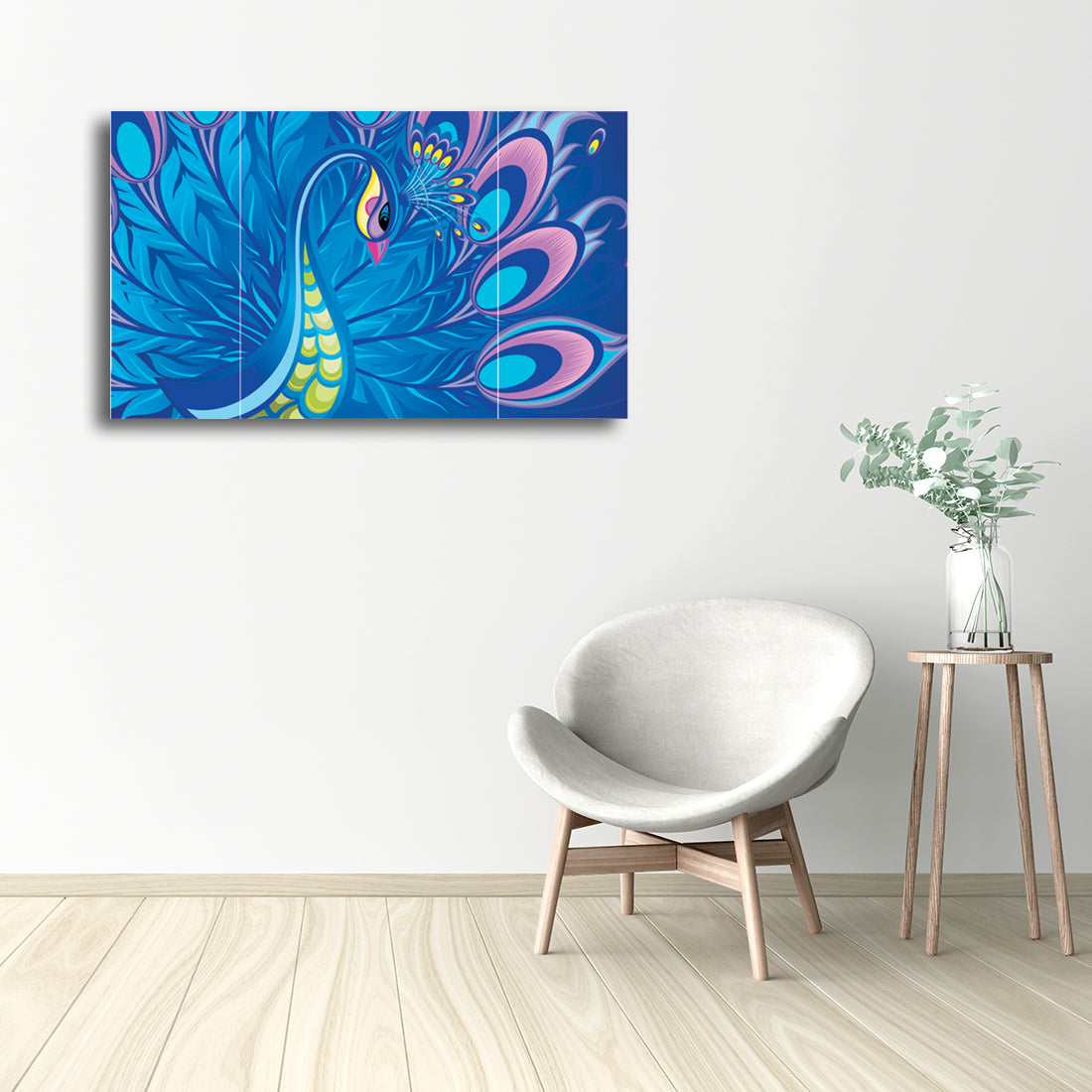 Set of 3 Peacock Theme Premium Canvas Painting 1