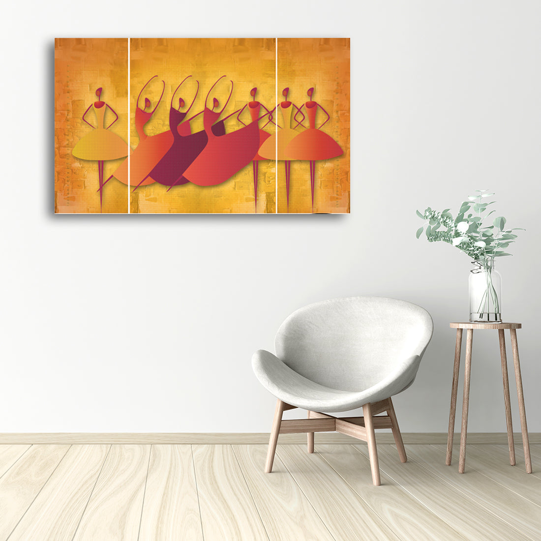 Set of 3 Abstract Dancing Lady Premium Canvas Painting 1