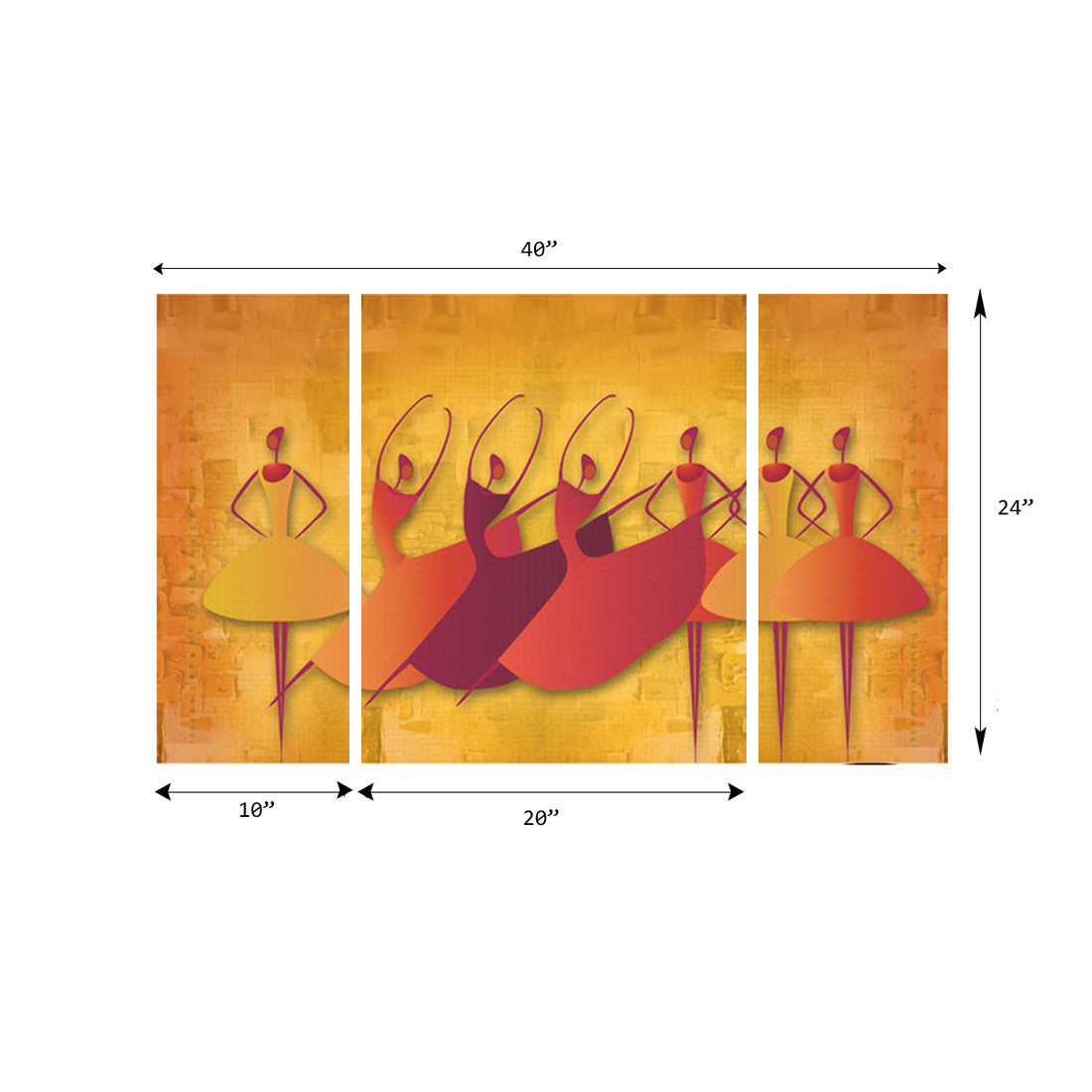 Set of 3 Abstract Dancing Lady Premium Canvas Painting 2