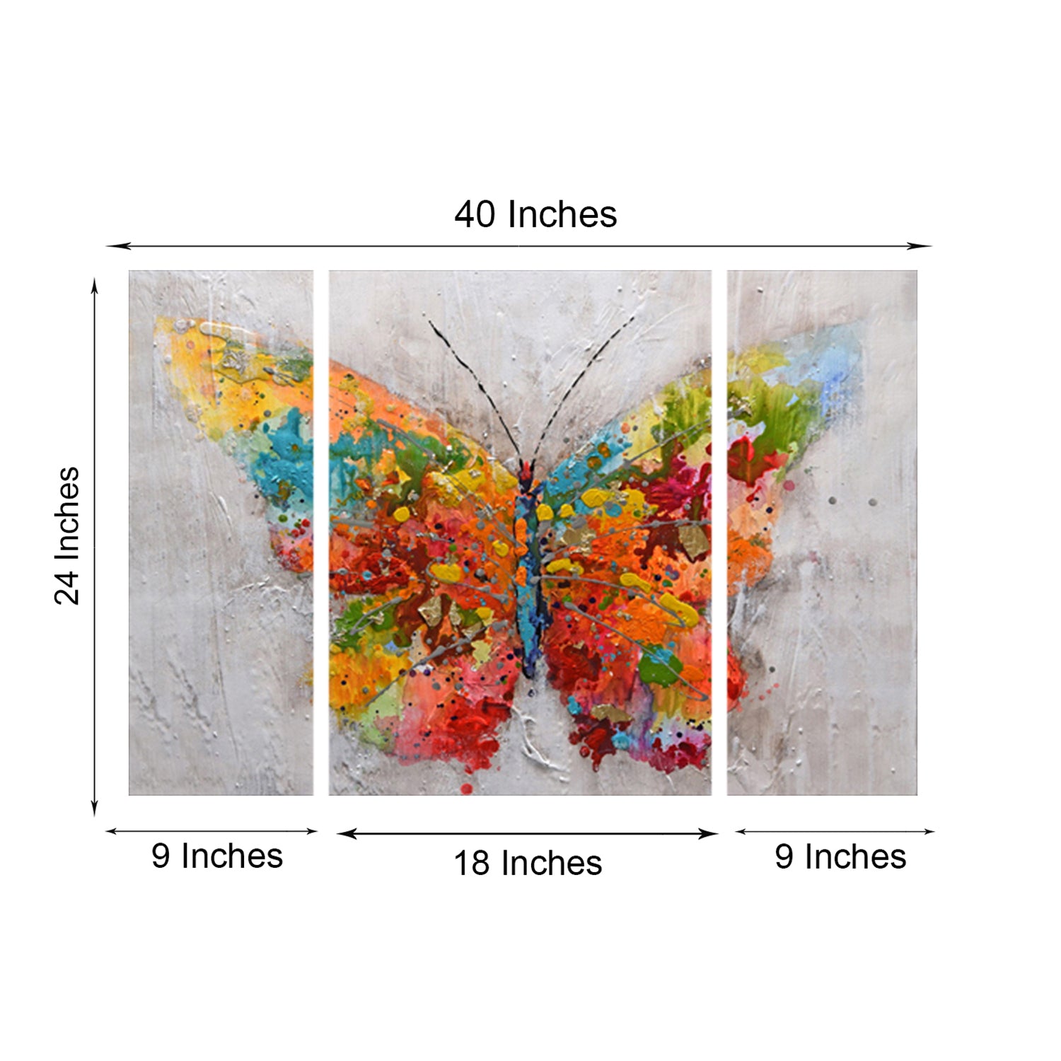 Set of 3 Color Butterfly Premium Canvas Sunboard Painting 2