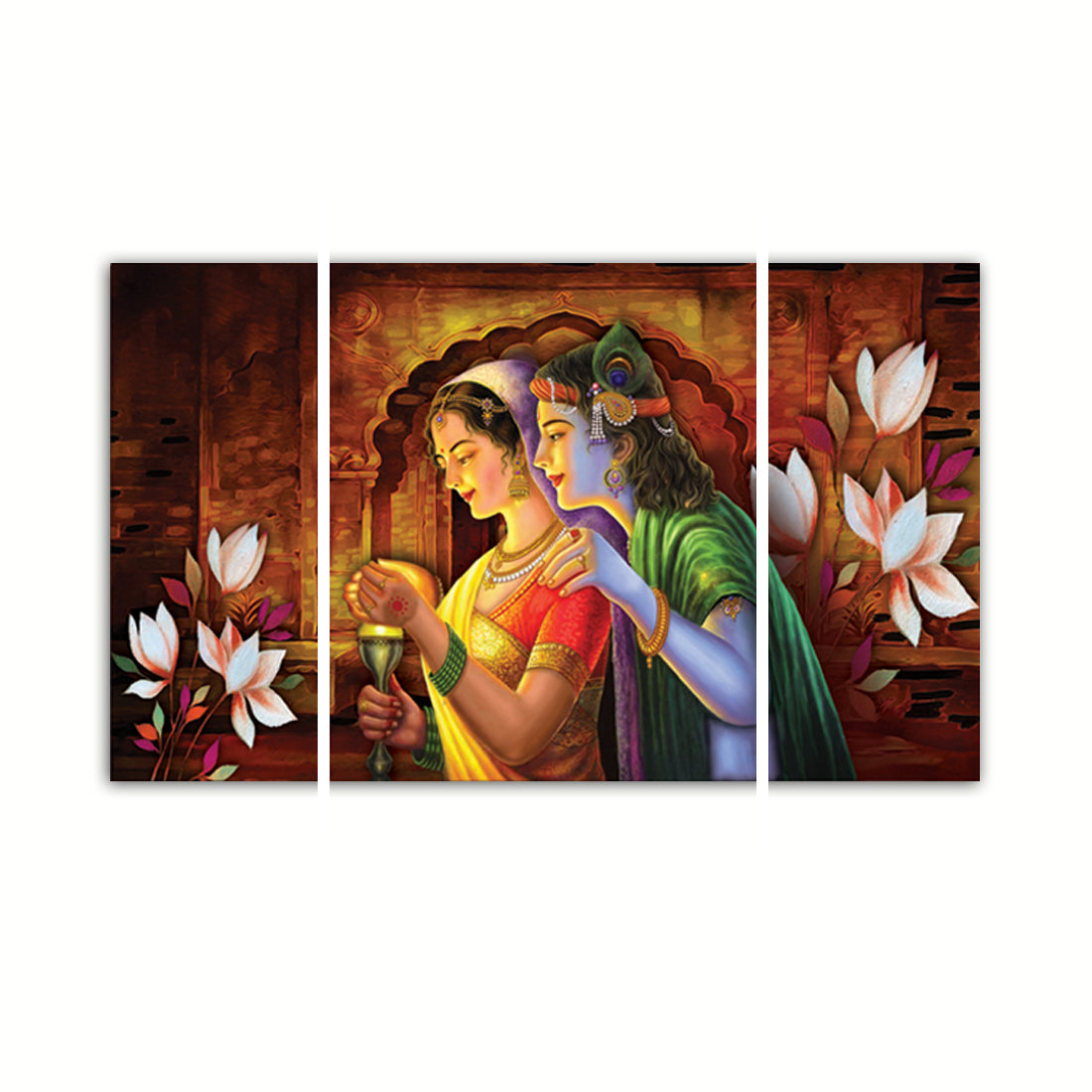 Set of 3 Radha Krishna Premium Canvas Painting