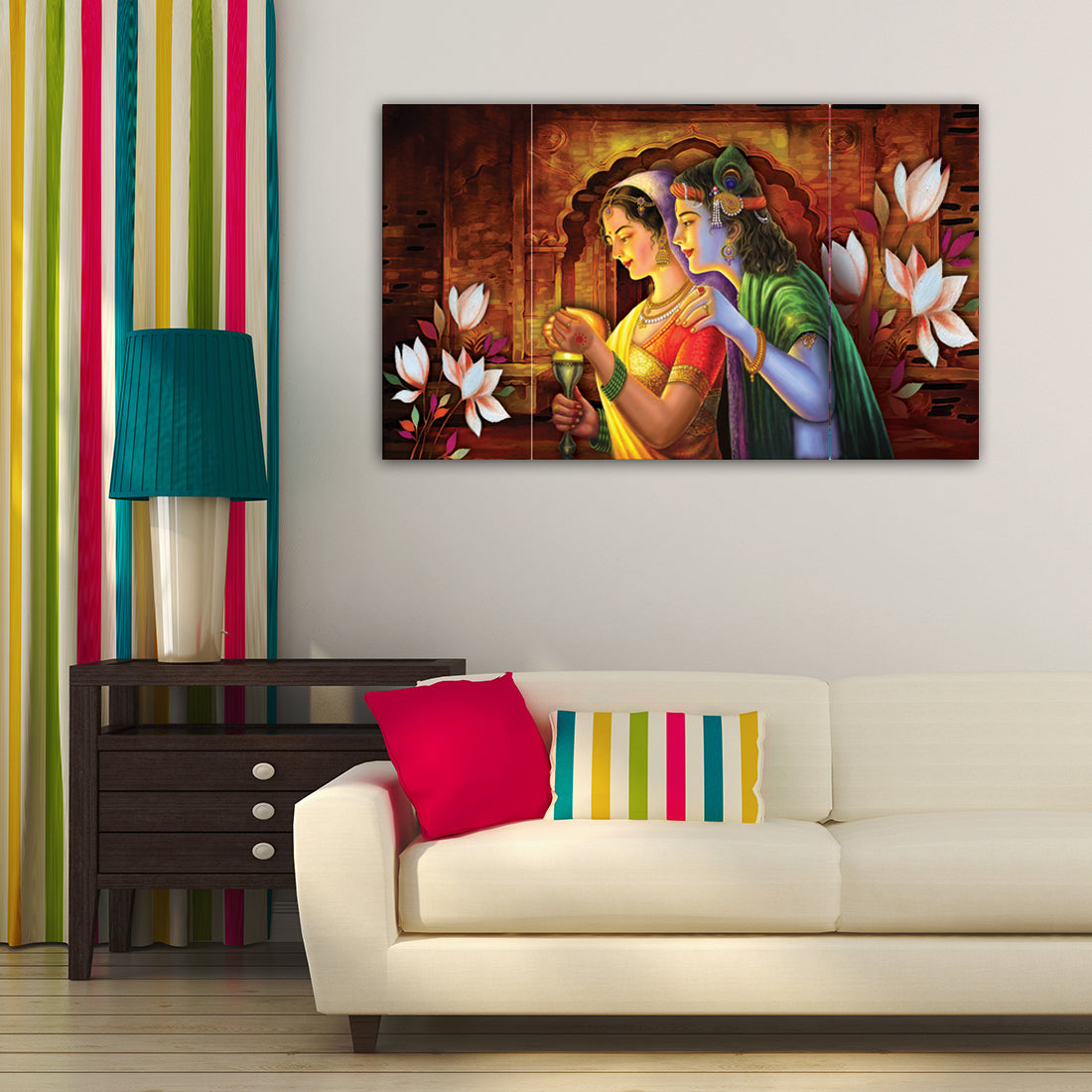 Set of 3 Radha Krishna Premium Canvas Painting 1