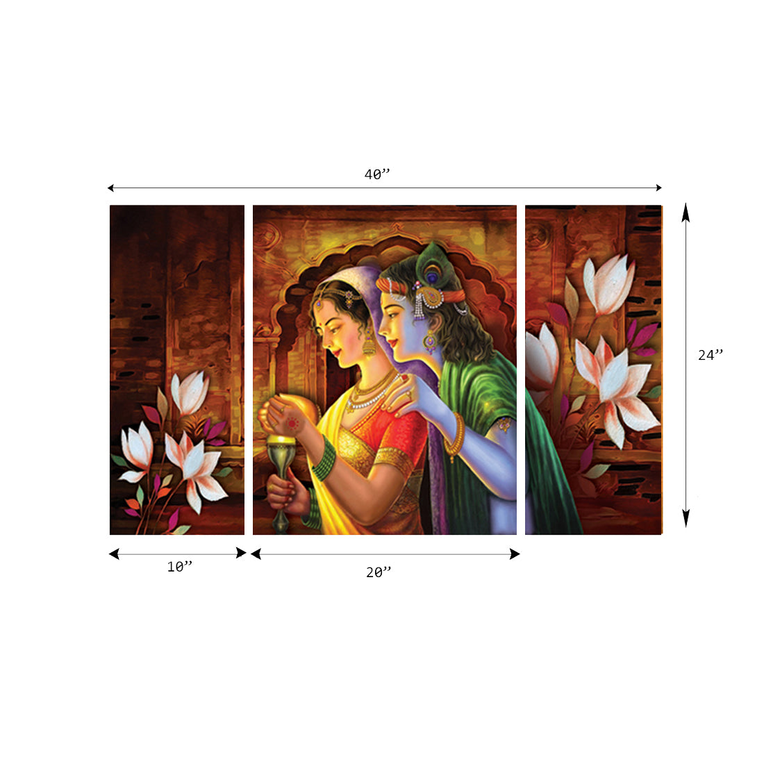 Set of 3 Radha Krishna Premium Canvas Painting 2