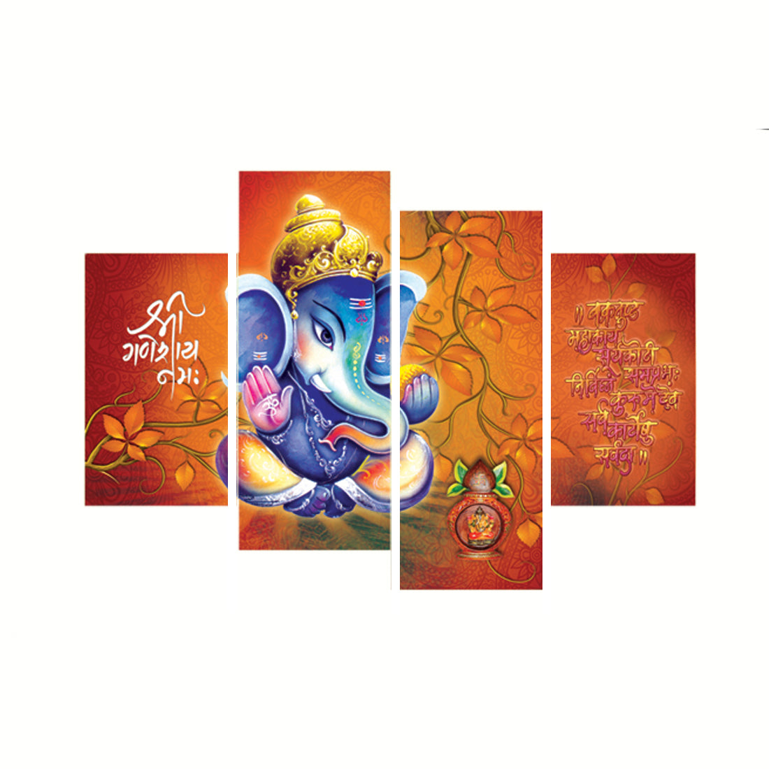 Set of 4 Lord Ganesha Premium Canvas Painting