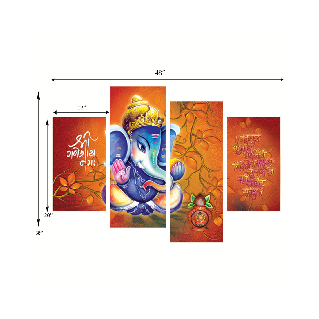Set of 4 Lord Ganesha Premium Canvas Painting 2