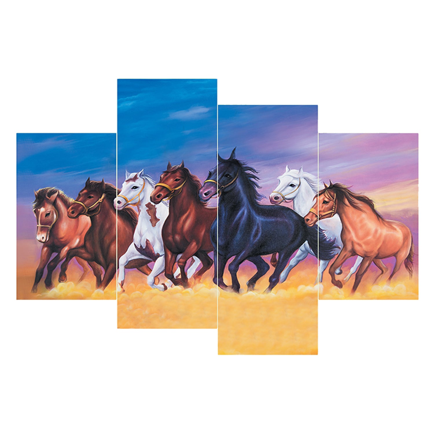 Set of 4 Running Horses Premium Sunboard Panels Painting