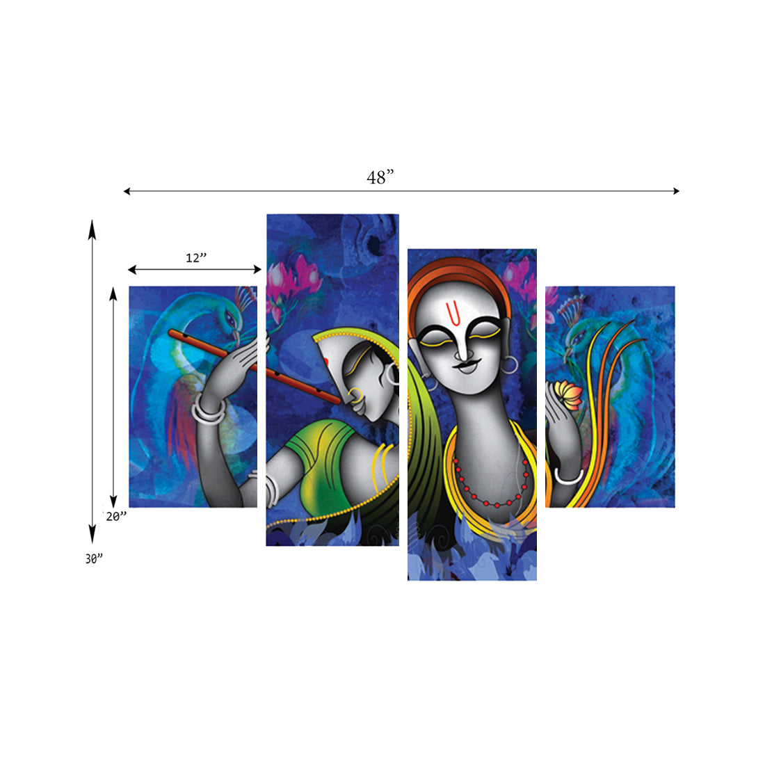 Set of 4 Abstract Radha Krishna Premium Canvas Painting 2