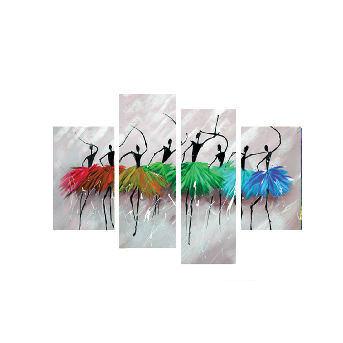 Set of 4 Abstract Dancing Lady Premium Canvas Painting