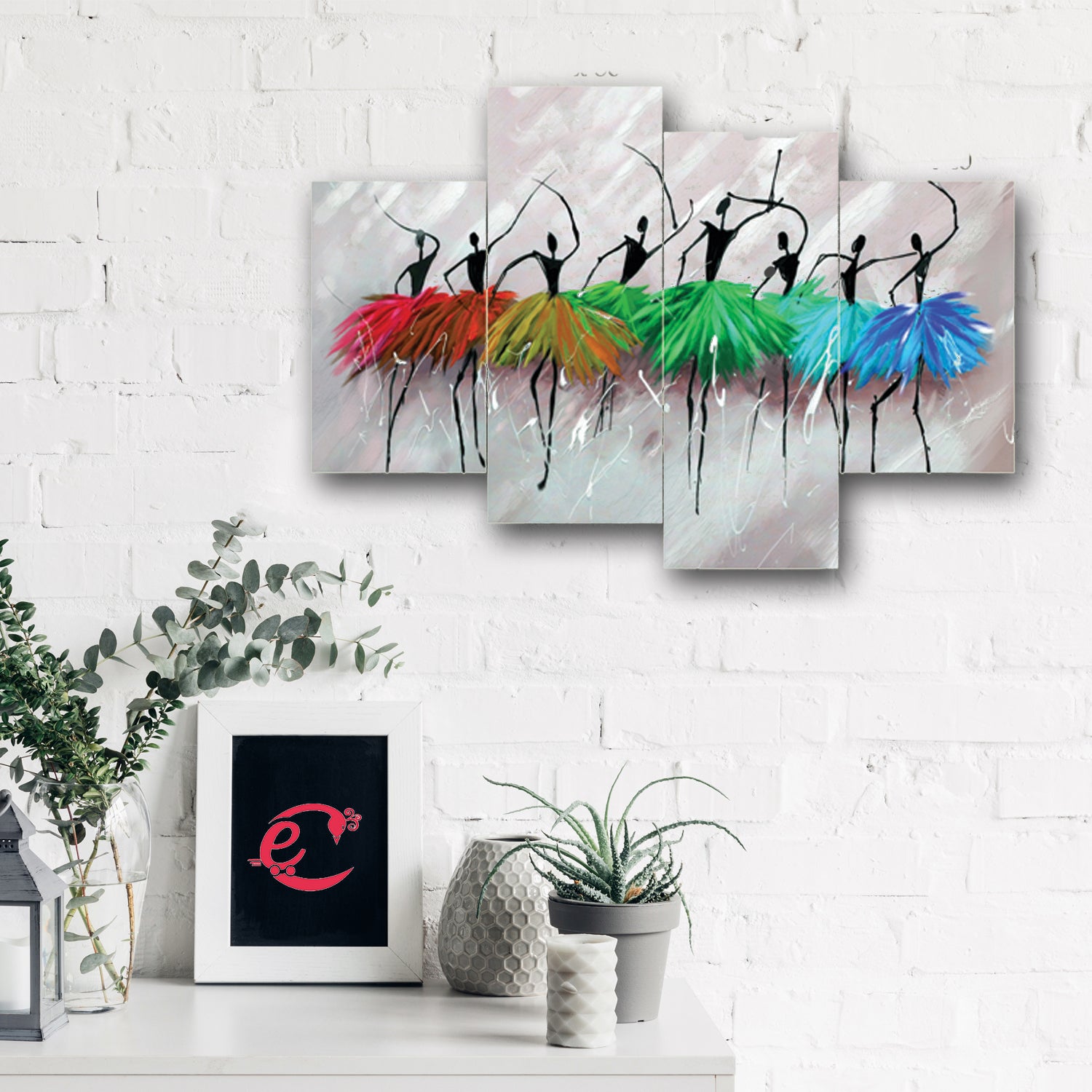 Set of 4 Abstract Dancing Lady Premium Canvas Painting 1