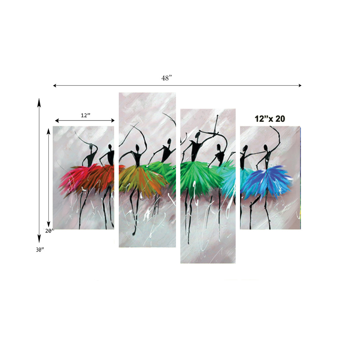 Set of 4 Abstract Dancing Lady Premium Canvas Painting 2